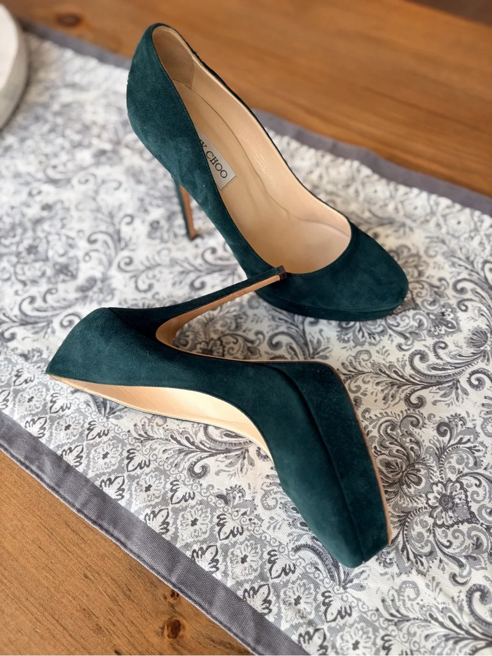 Jimmy Choo Deep Teal Suede Pumps